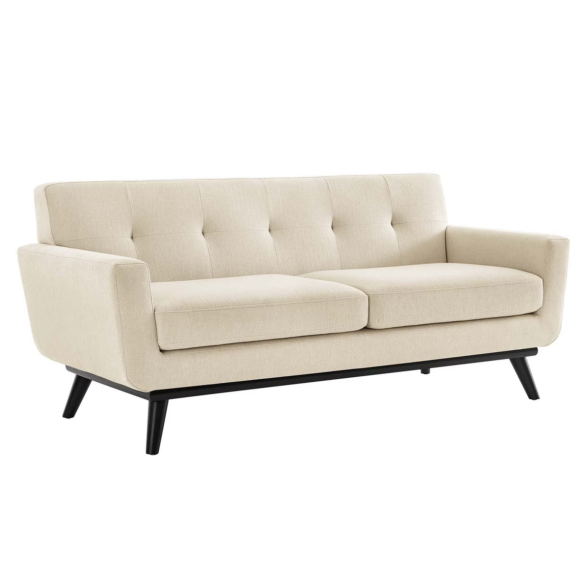 Brown Herringbone Fabric Loveseat I39731