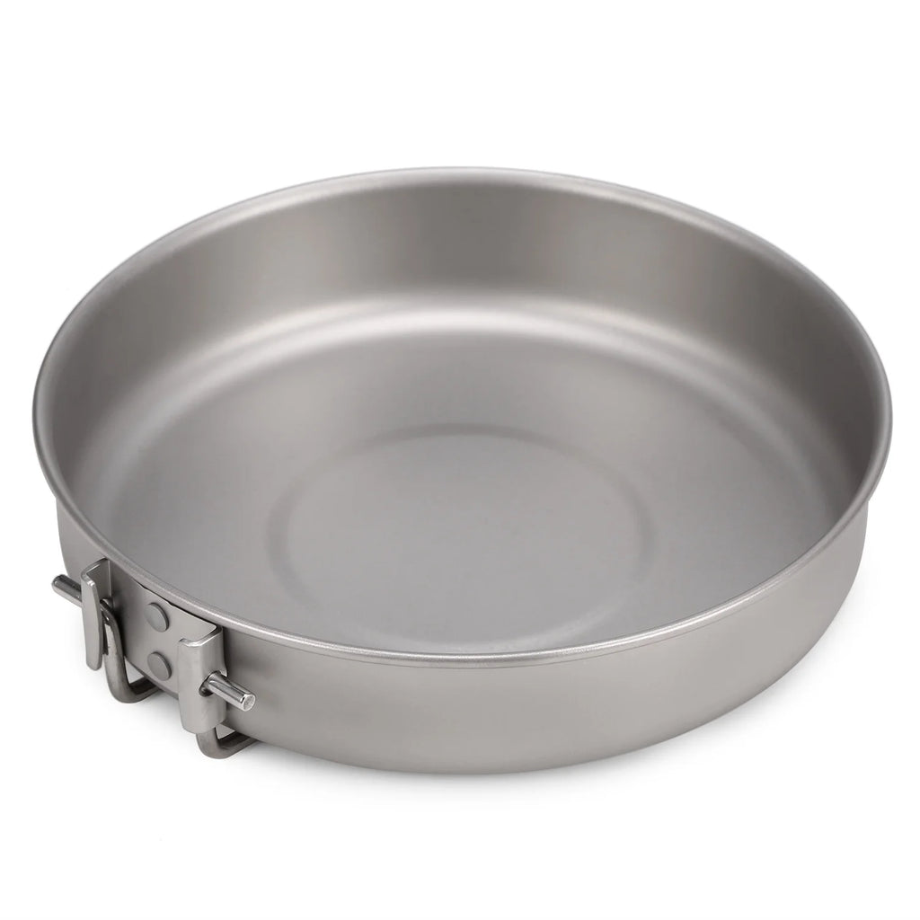 Titanium Pot and Fry Pan Set with Lid and Foldable Handles E292234