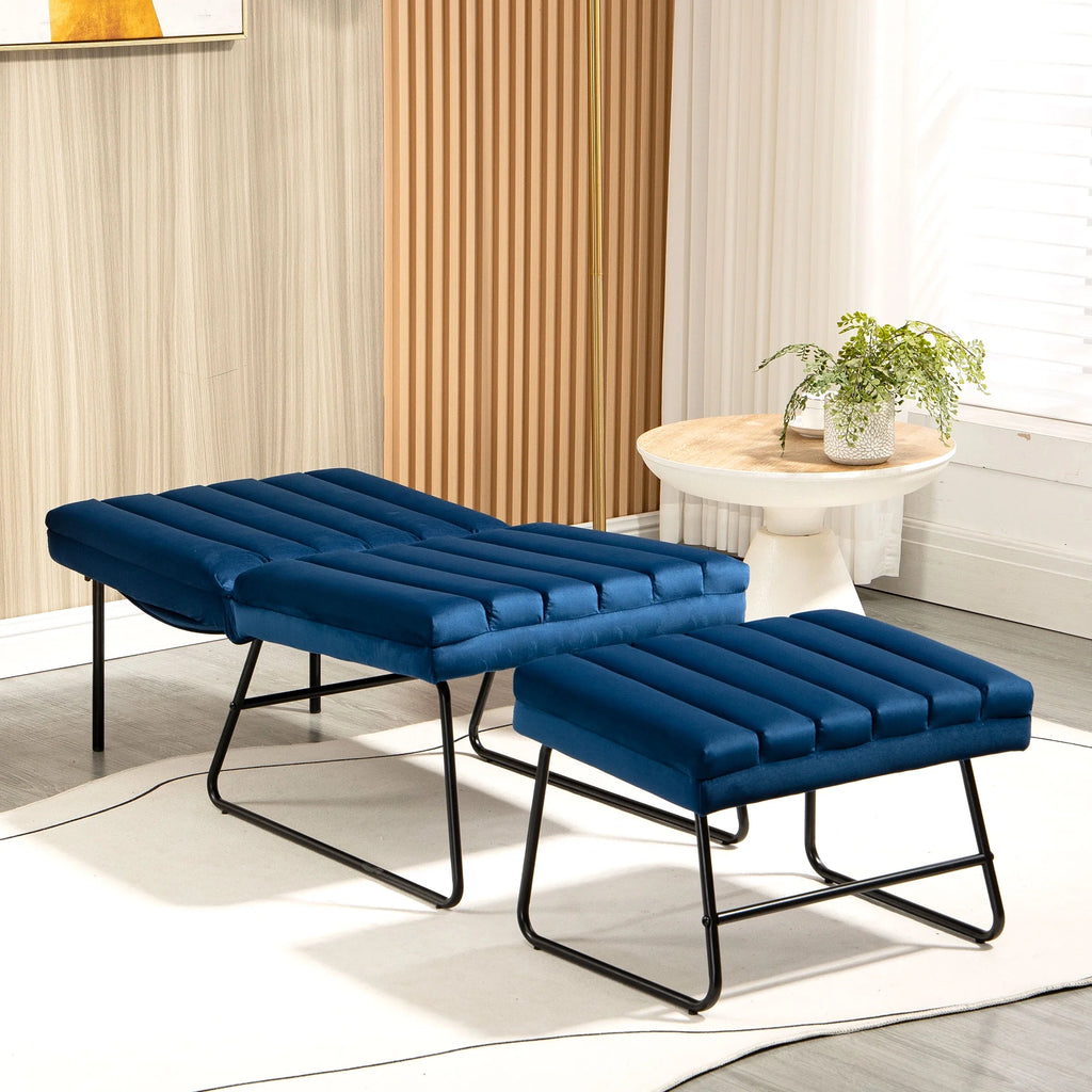 Dark Blue Upholstered Lounge Chair S9764