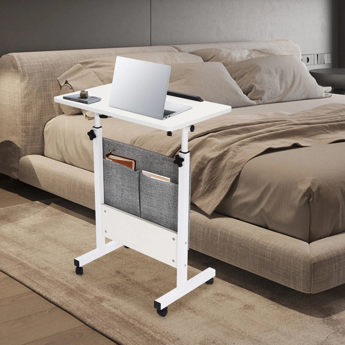 Adjustable Rolling Laptop Desk with Storage O8863