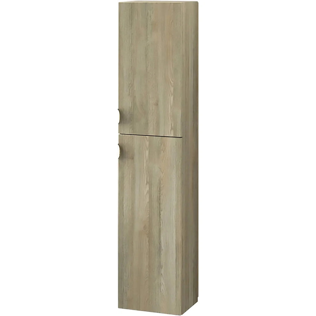 Toasted Oak Wood Finish Column Cabinet with Gold Handles S484