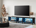 Brown Wood TV Stand with 6 Open Shelves S3335