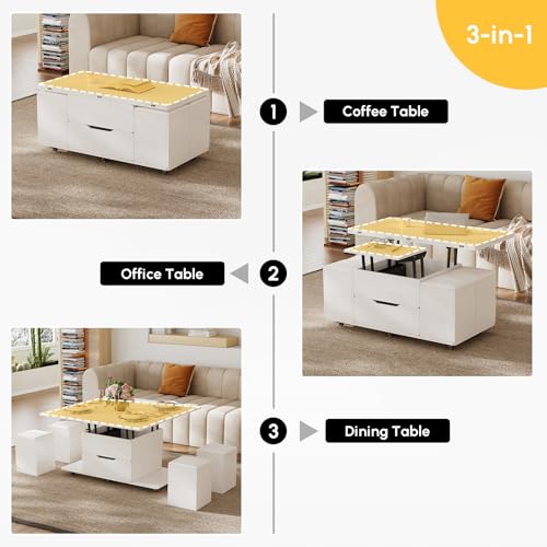 Black Lift-Top Coffee Table with Hidden Storage H789