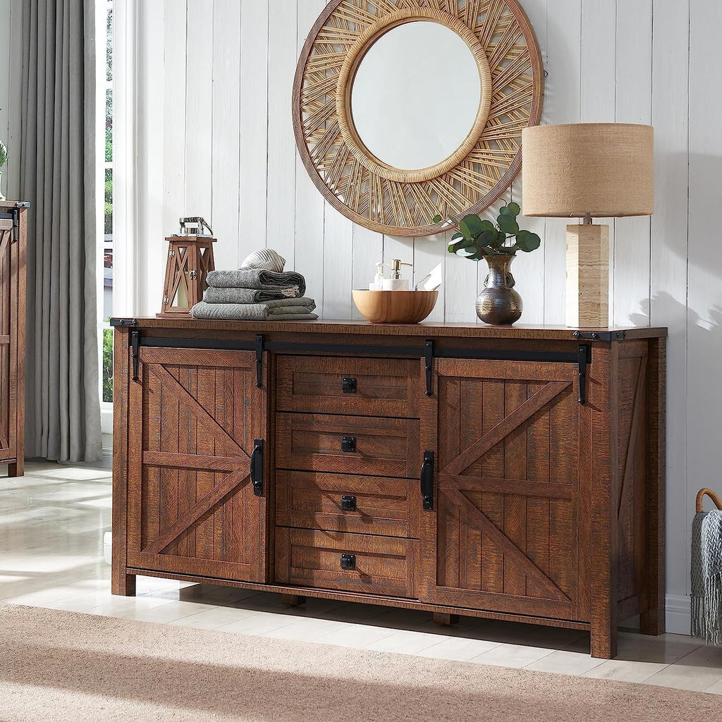 4 Drawer Light Rustic Oak Wood Dresser G8583