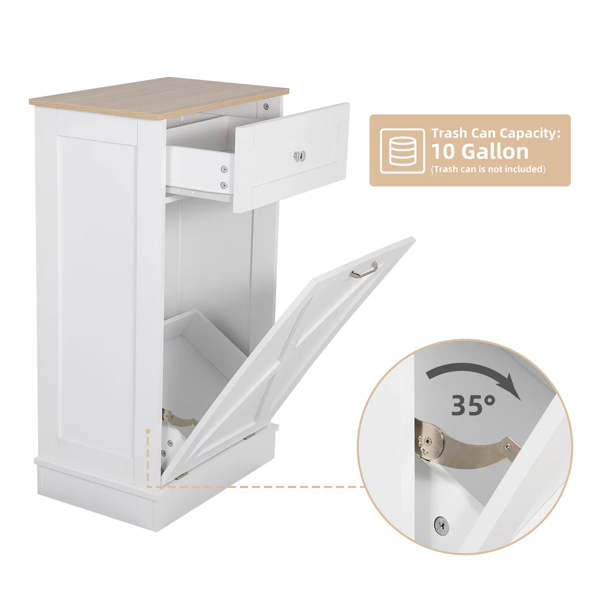 White Tilt Out Trash Can Cabinet T206613