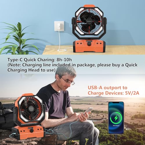 Camping Fan with LED Lantern T5539