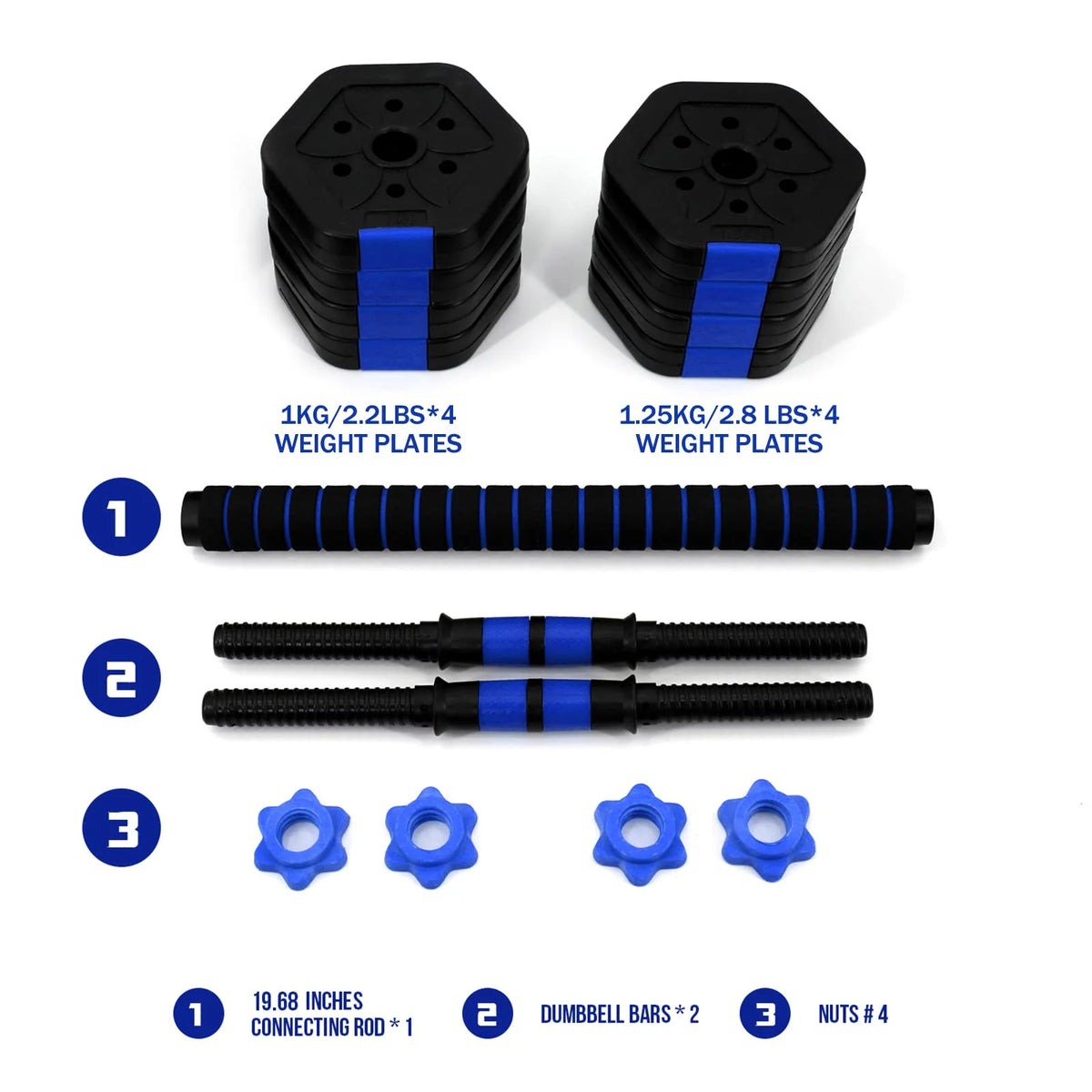 22lb Adjustable Dumbbell Set with Connector T722
