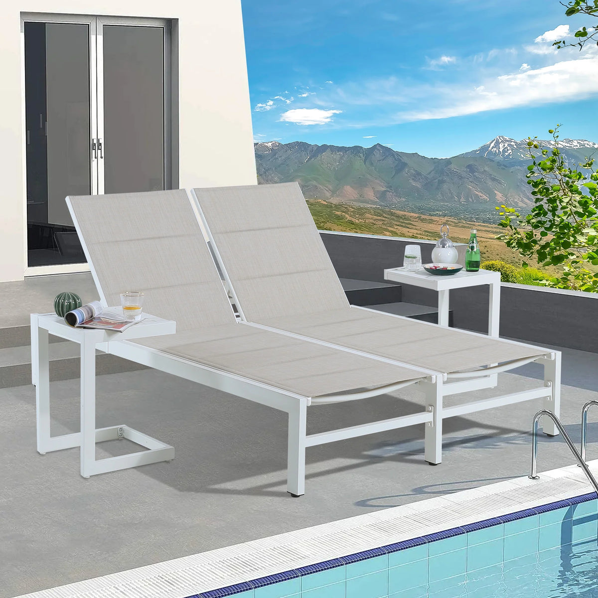 White Aluminum C Shaped End Table T991