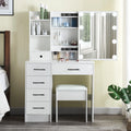 White Vanity Set with Mirror & Lights O904240