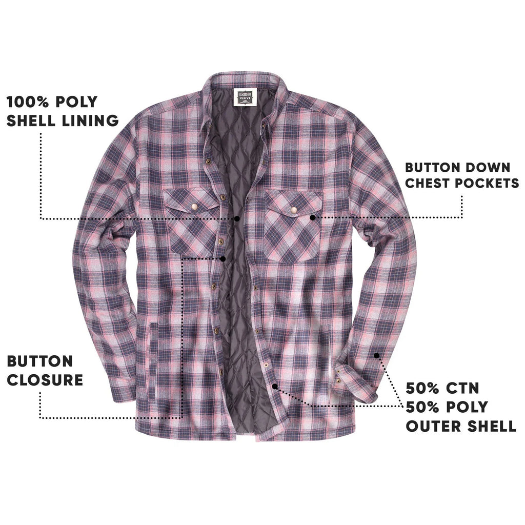 Men's Sherpa-Lined Flannel Button-Up Jacket P6051