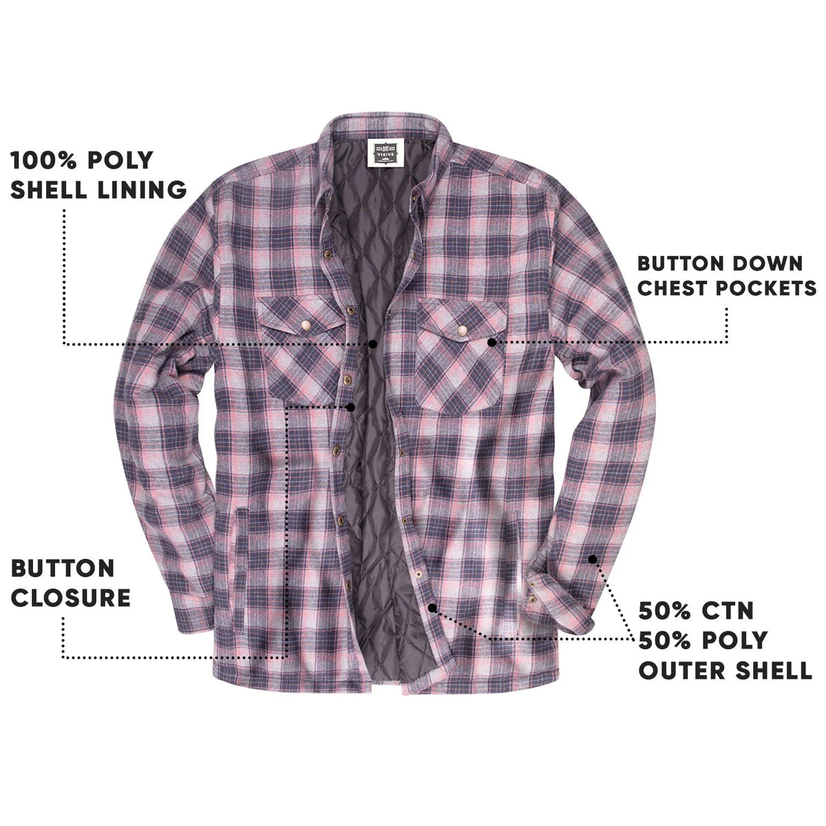 Men's Sherpa-Lined Flannel Button-Up Jacket P6051