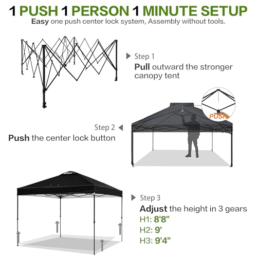 10'x10' Pop Up Canopy Tent with 1 Sidewall and 6 Pockets, White T7413
