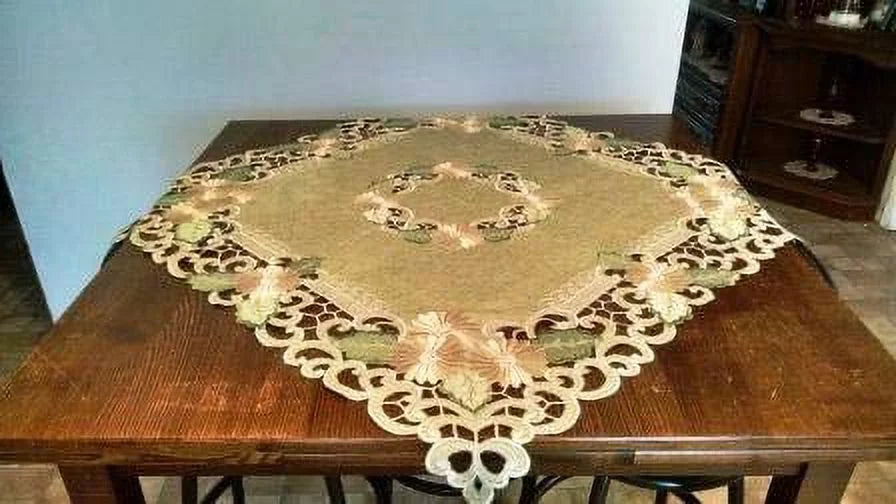 Square Embroidered Tablecloth or Table Topper 34 inches M787302