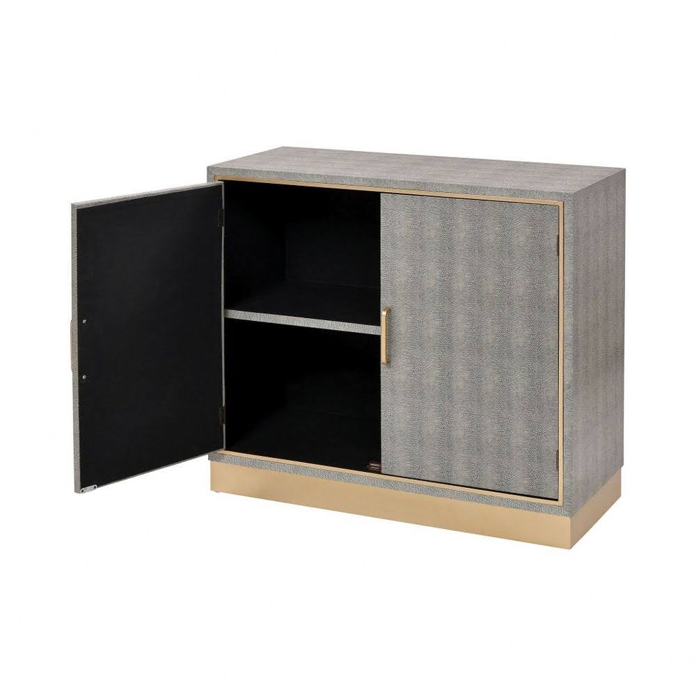 Gray Faux Shagreen and Metal Cabinet F591387