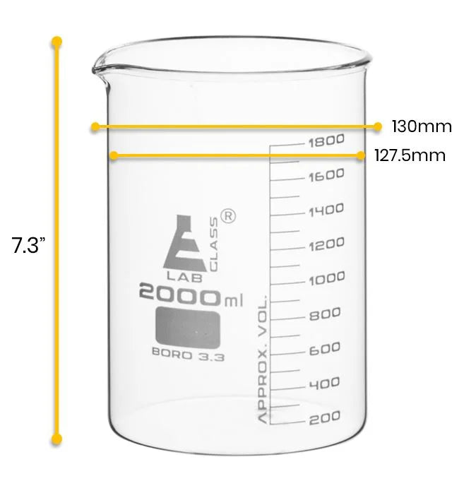 2000ml Borosilicate Glass Low Form Beaker with Spout Y183618