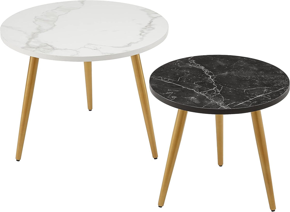 Nesting End Coffee Table Set of 2, White/Black X661