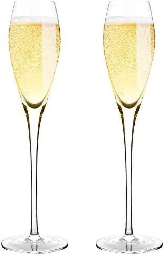 Hand Blown Crystal Champagne Flutes Set Of 2 J5727