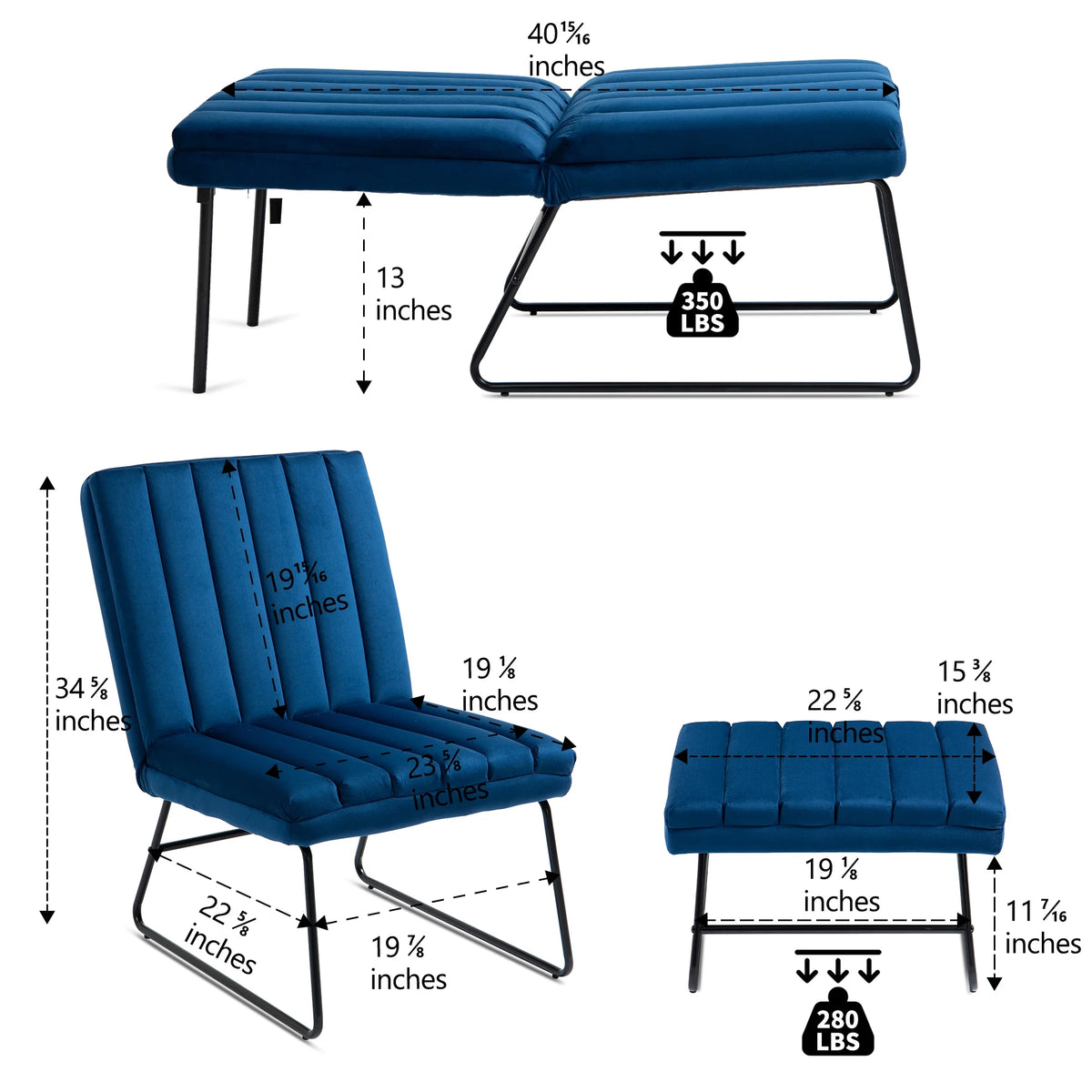 Dark Blue Upholstered Lounge Chair S9764