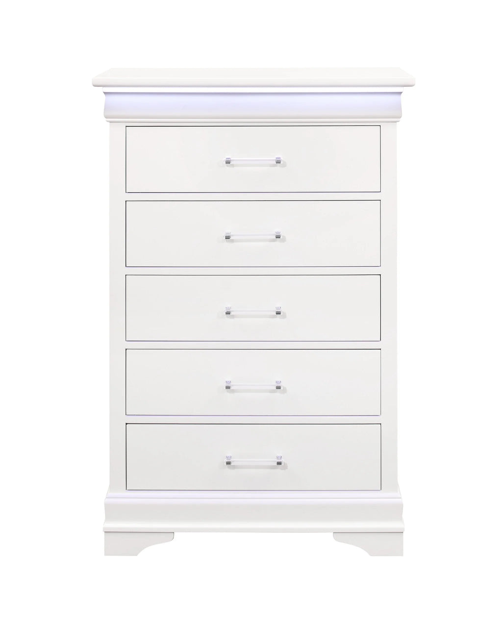 White Solid Wood Five Drawers Chest with LED Lighting G5310