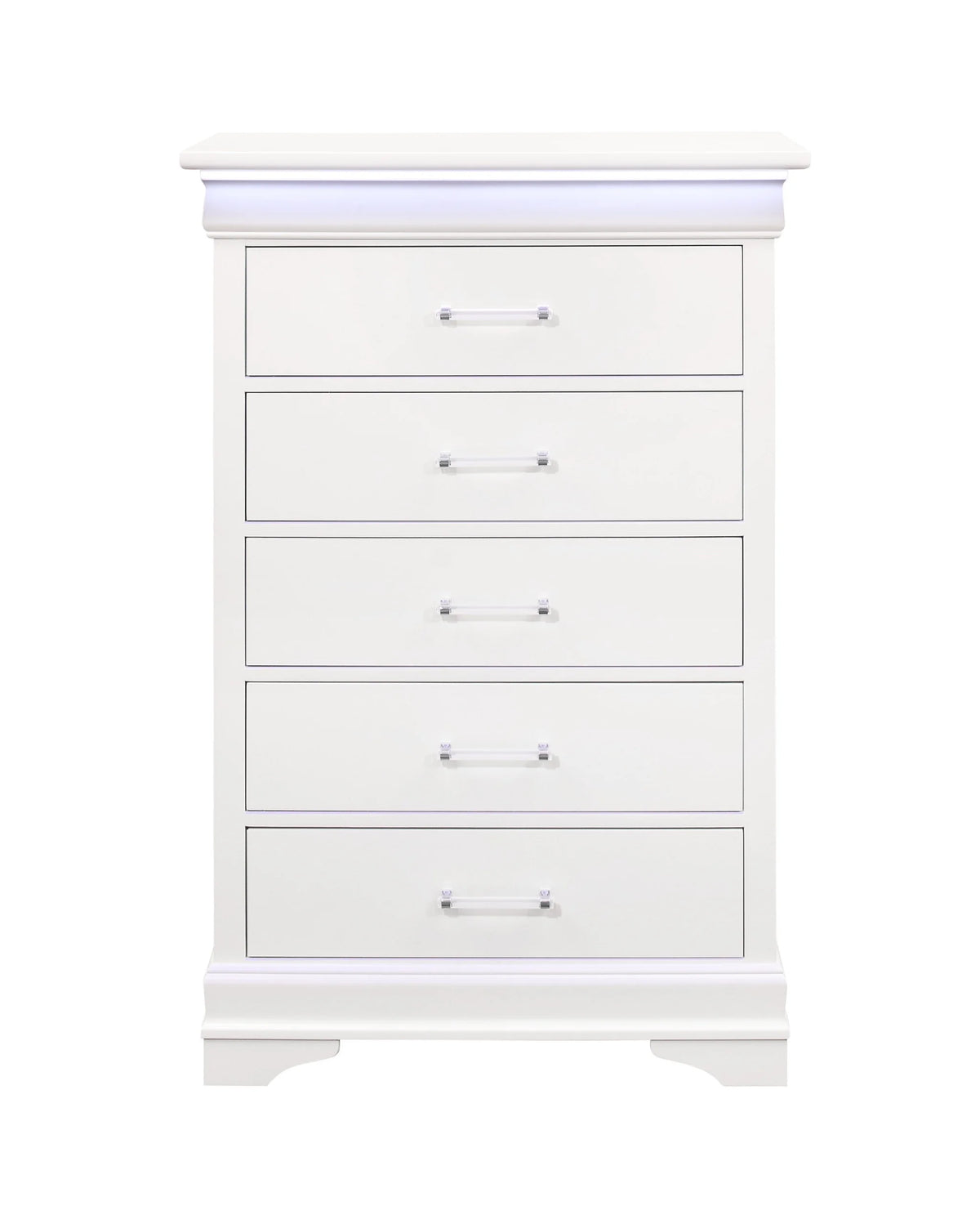 White Solid Wood Five Drawers Chest with LED Lighting G5310