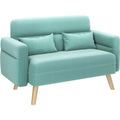 Aquamarine Fabric Loveseat Sofa with Lumbar Pillows S727743