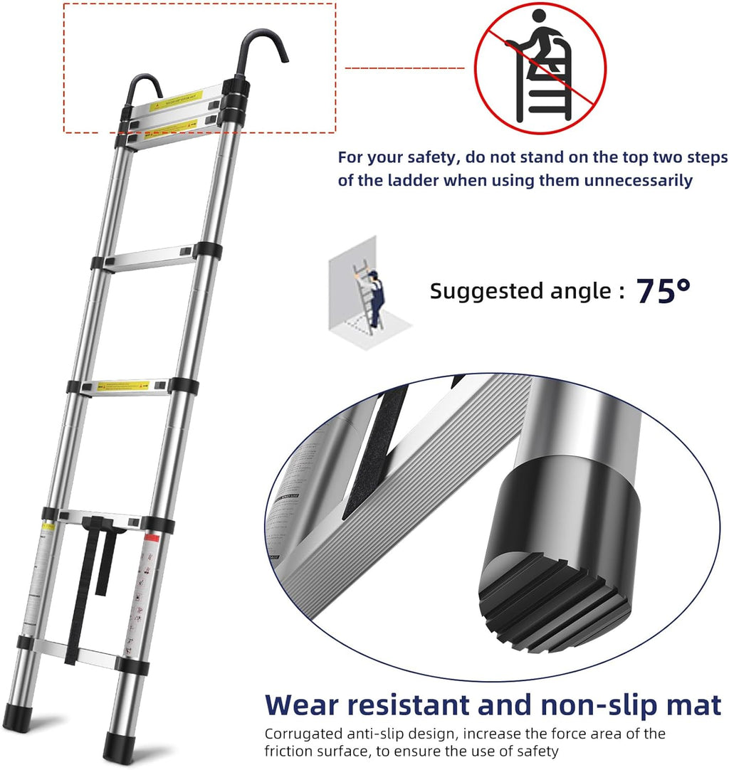 6.6ft Aluminum Telescoping Ladder with Hook V6421