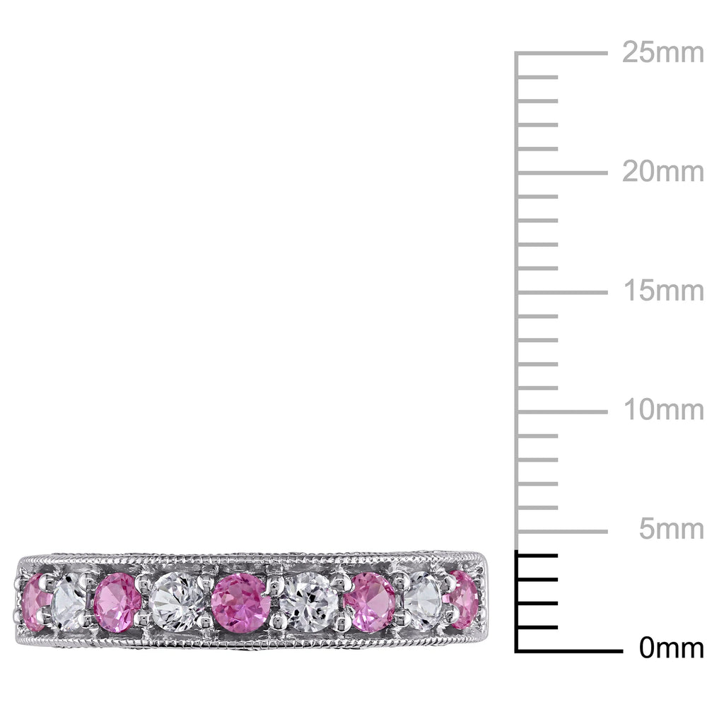 Sterling Silver Anniversary Band with Created White and Pink Sapphire U326