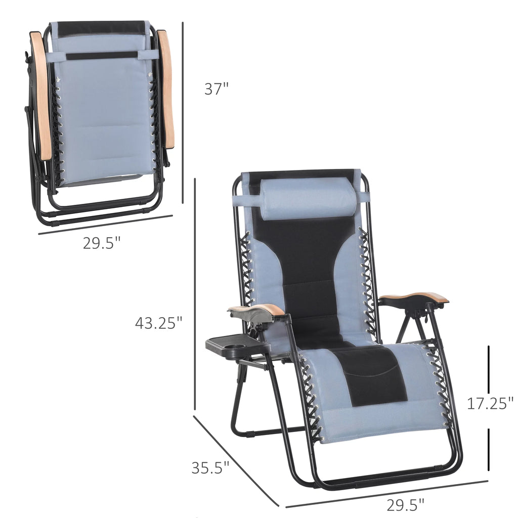 Foldable Reclining Zero Gravity Chair with Cup Holders, Gray U633