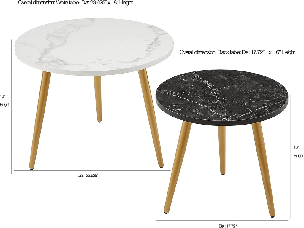 Nesting End Coffee Table Set of 2, White/Black X661