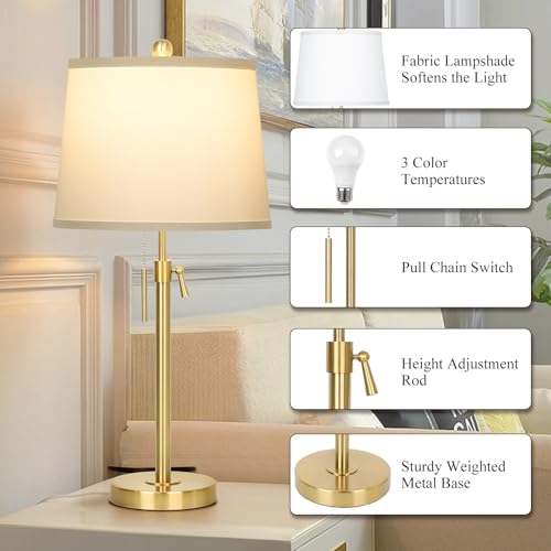 Black Set of 2 Height Adjustable 3-Way Dimmable Table Lamps Q5881