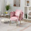 Pink Velvet Upholstered Accent Chair with Gold Metal Leg V339556