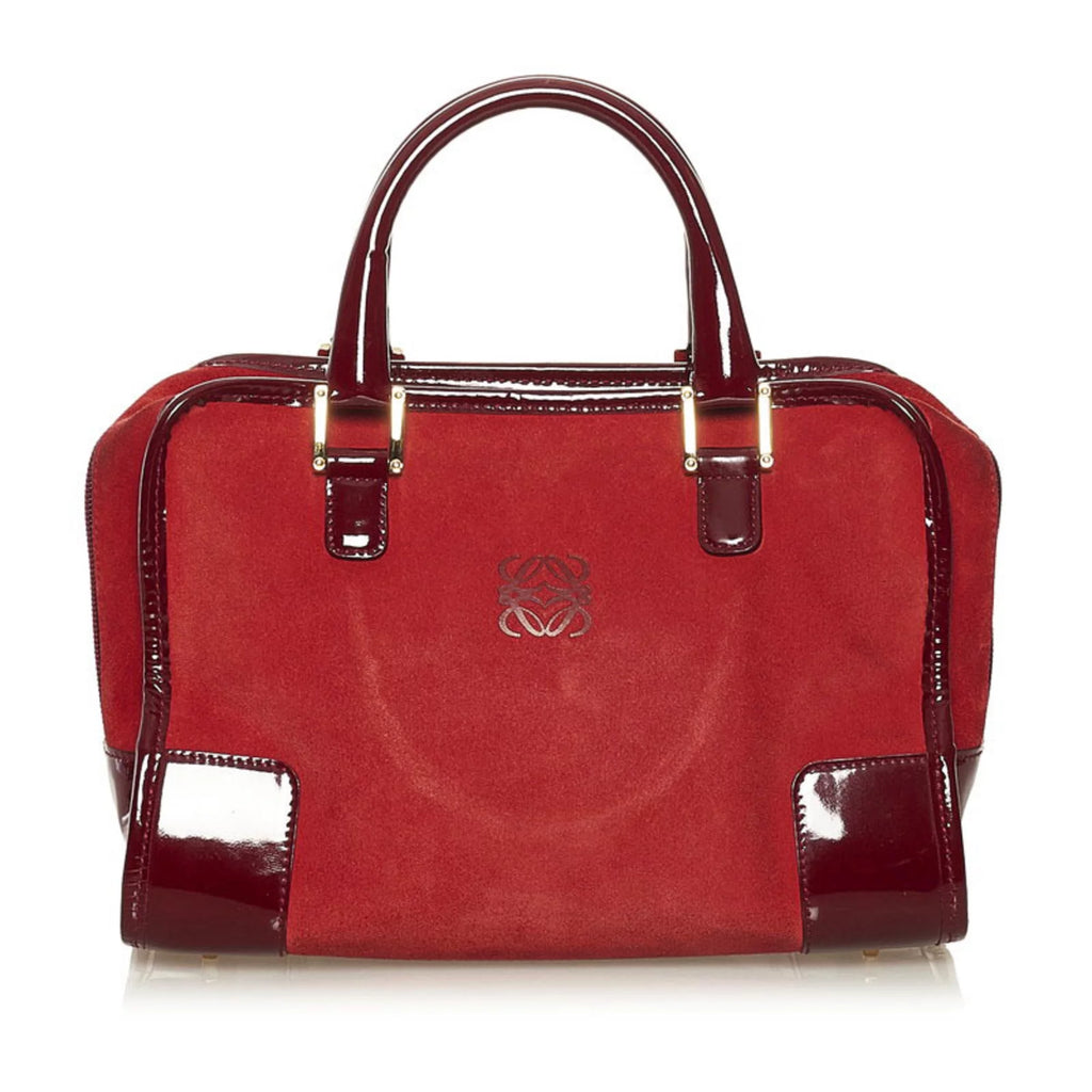 Red Suede Enamel Handbag N6867
