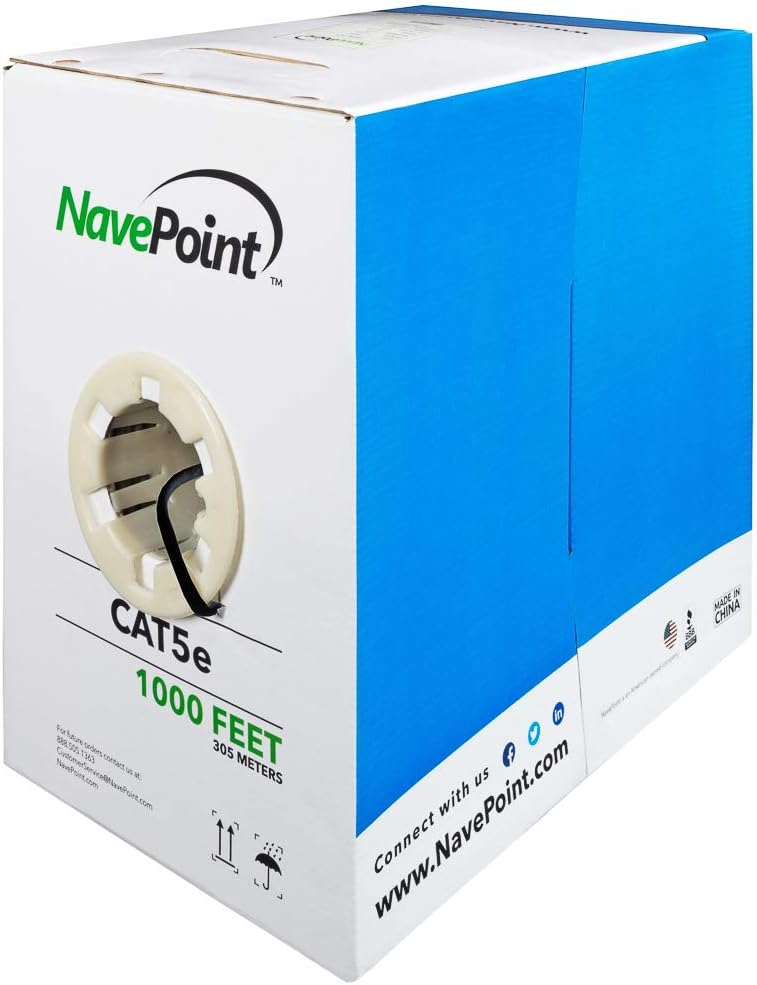 CAT5e 1000ft Grey Solid Bulk Ethernet Cable 24AWG 4 Pair UTP Pack of 2 G583