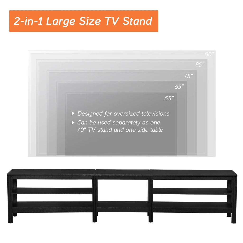 Brown Wood TV Stand with 6 Open Shelves S3335