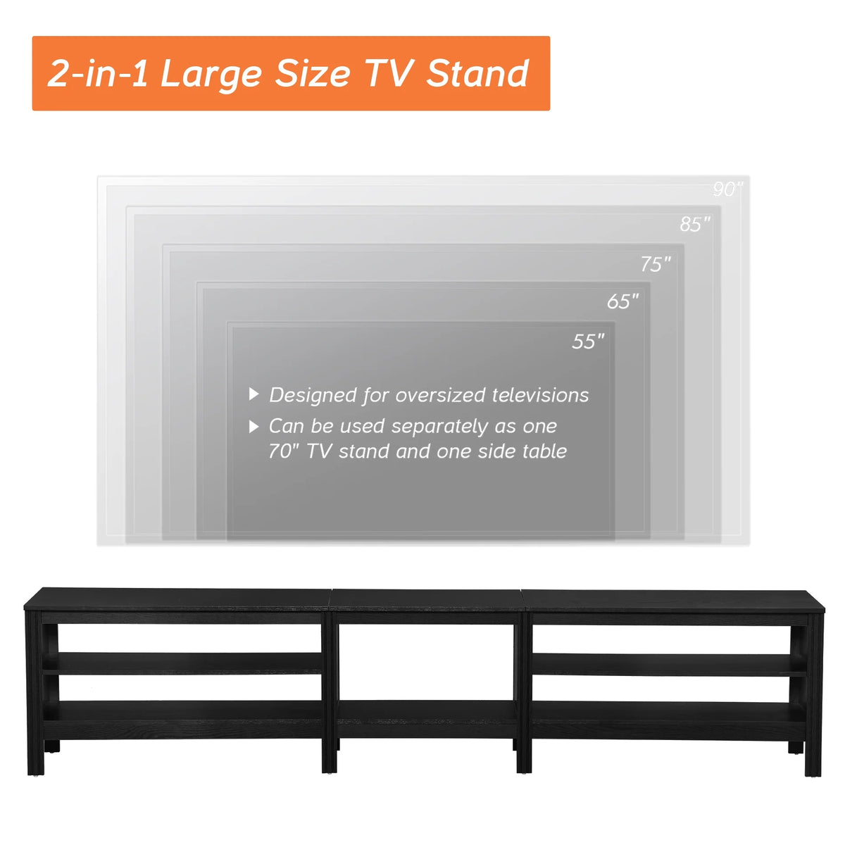 Brown Wood TV Stand with 6 Open Shelves S3335