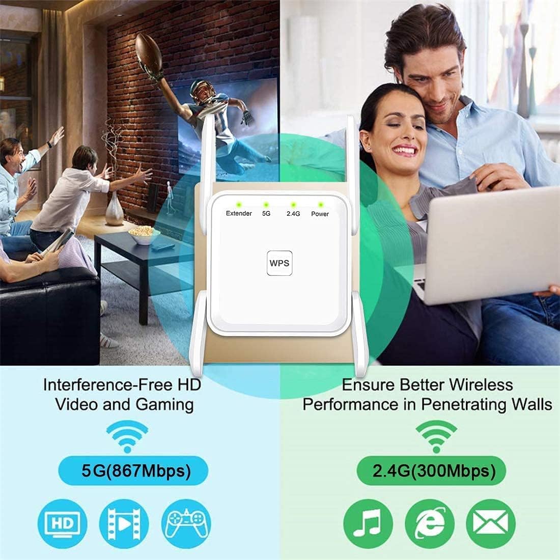 WiFi Extender 1200Mbps Pack of 2 with Ethernet Port G414518