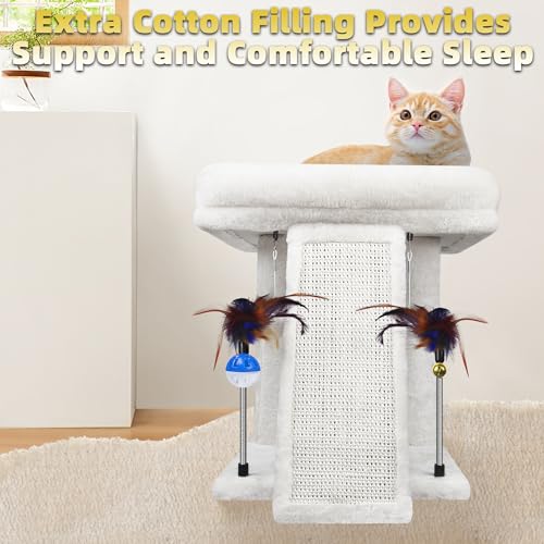 Cat Tree Tower with Scratching Post and Toy Balls, Grey O250856