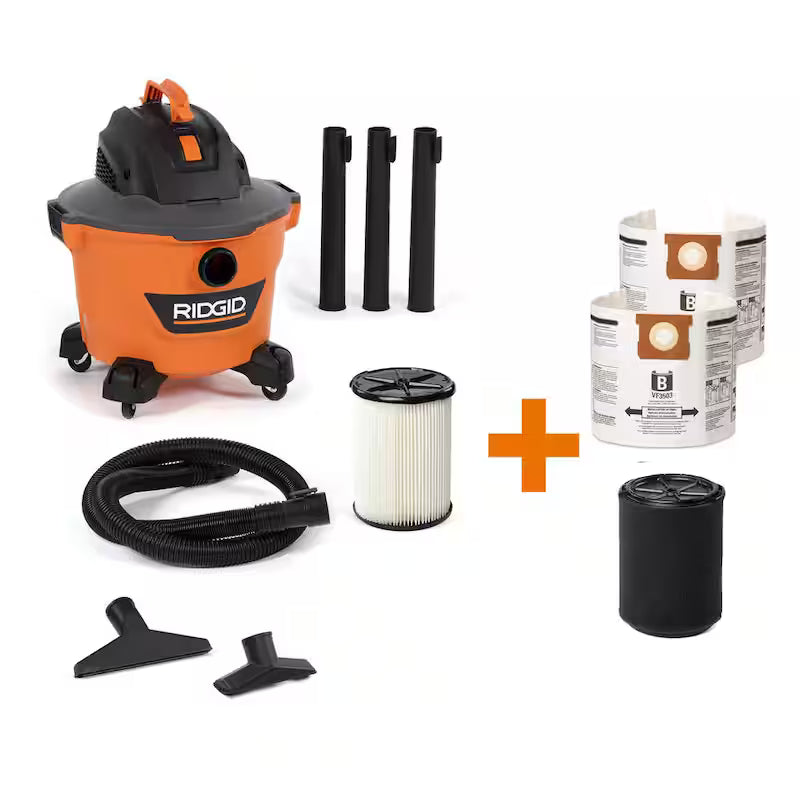 9 Gallon 4.25 Peak HP Wet/Dry Shop Vacuum with Filters Hose and Accessories F1238