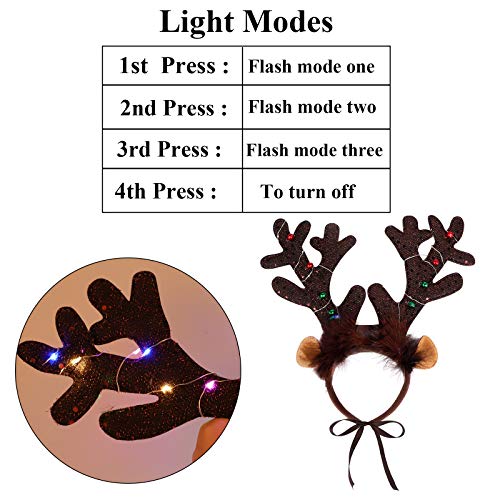 2 Pack Light Up Christmas Reindeer Headbands M2670