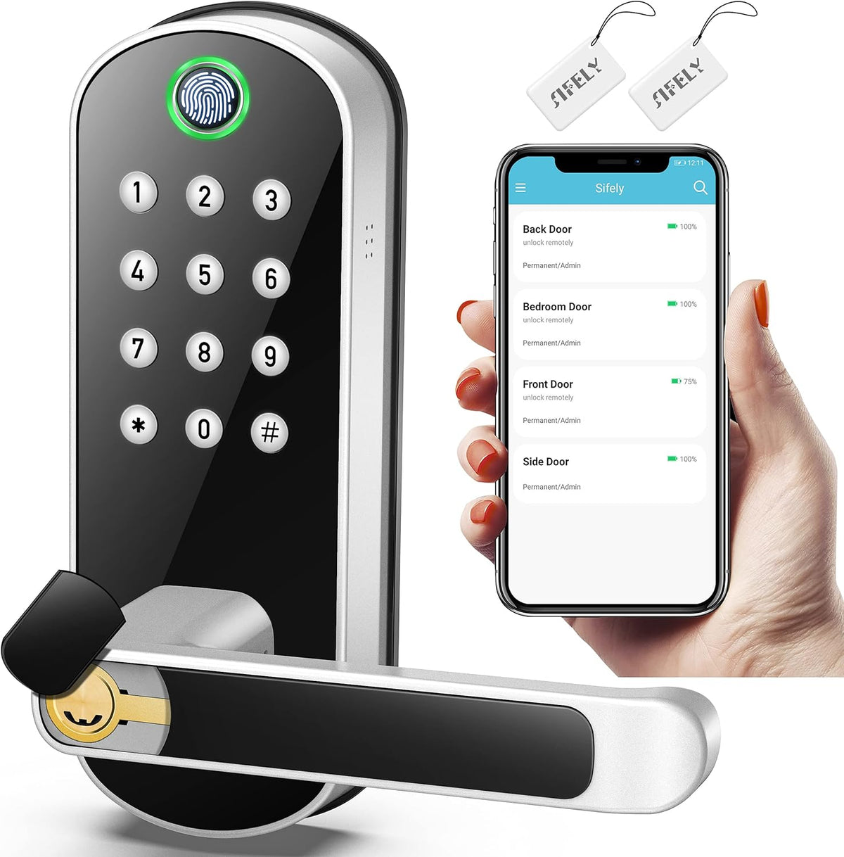 Keyless Entry Door Lock with Keypad and Fingerprint Y7505