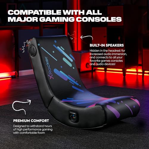 Foldable Video Gaming Floor Rocker Chair with Built-in Audio Speakers A56284