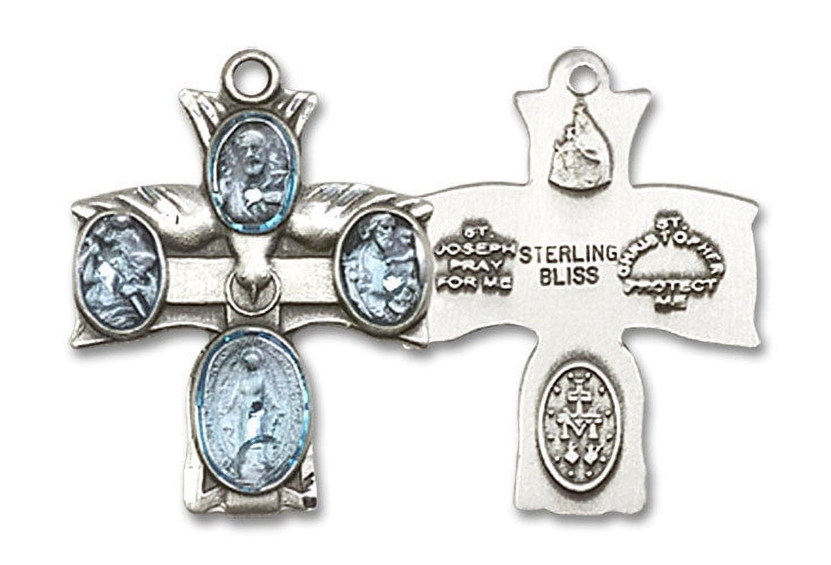 Medium Sterling Silver Catholic 4-Way Cross Medal R8154