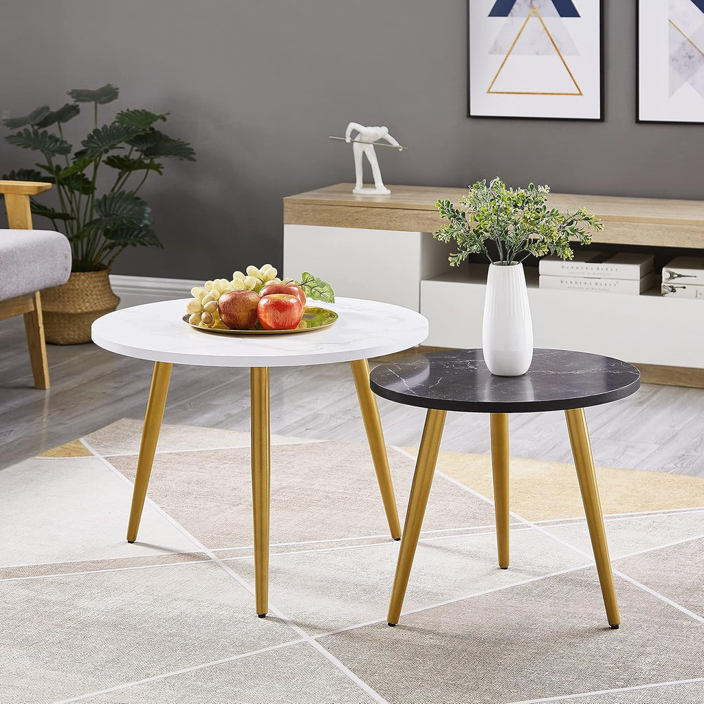 Nesting End Coffee Table Set of 2, White/Black X661