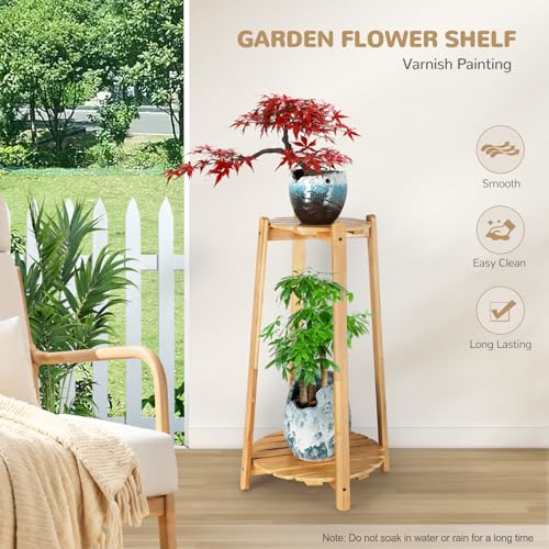 2 Tier Round Bamboo Plant Stand 12 Inch G7402