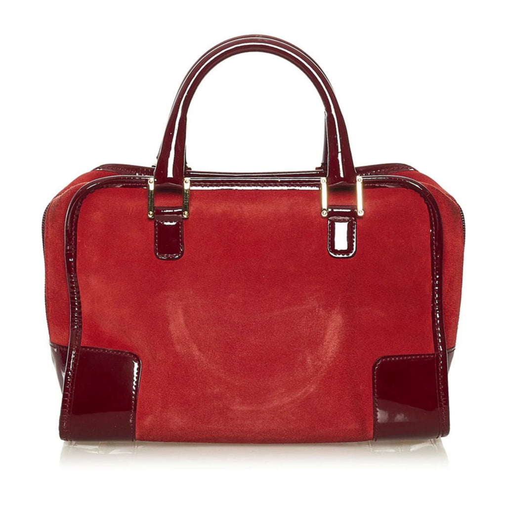 Red Suede Enamel Handbag N6867