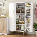 White Freestanding Kitchen Pantry Storage Cabinet with Adjustable Shelves A836916