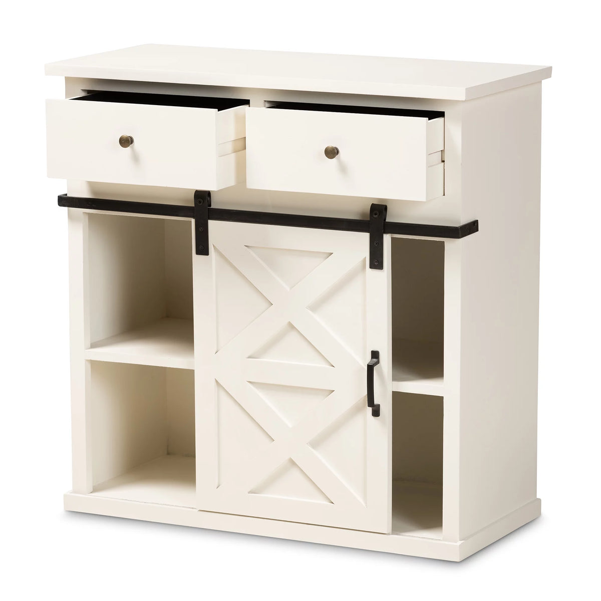 White Wood and Black Metal 2-Door Sideboard Buffet B110993