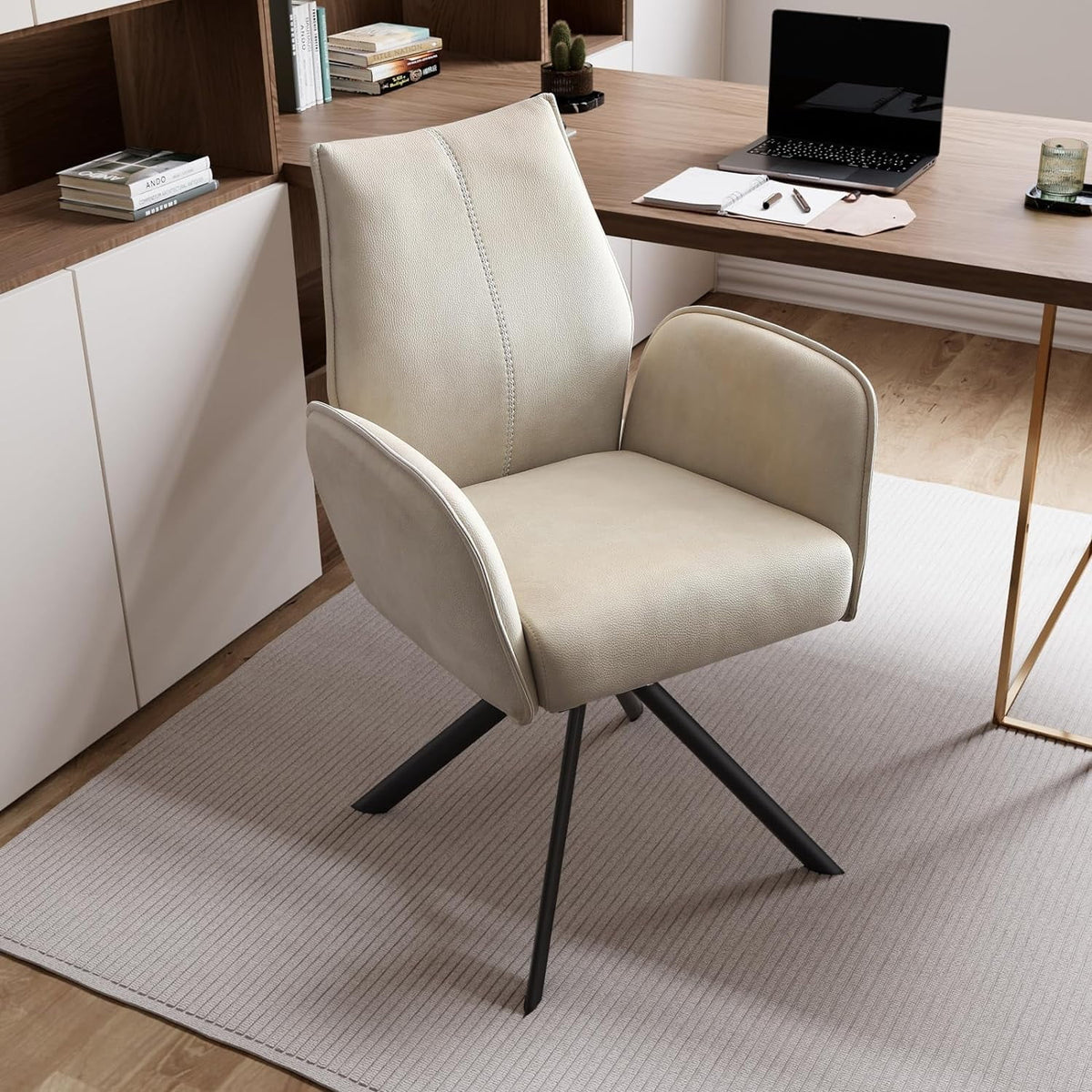 Modern Desk Chair no Wheel Ergonomic Office Chair Swivel Arm Chairs with Metal Legs E4739