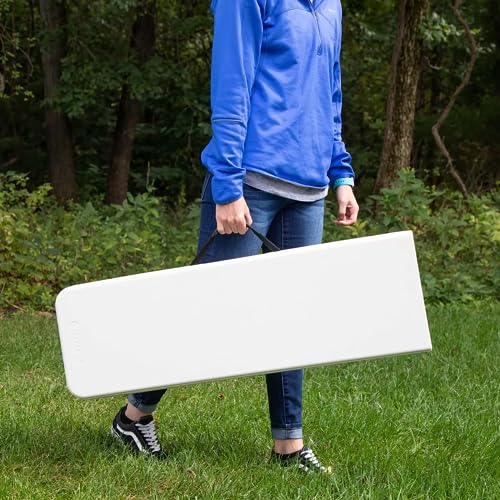 Foldable 6 Foot White Plastic and Steel Bench A5444