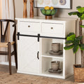 White Wood and Black Metal 2-Door Sideboard Buffet B110993